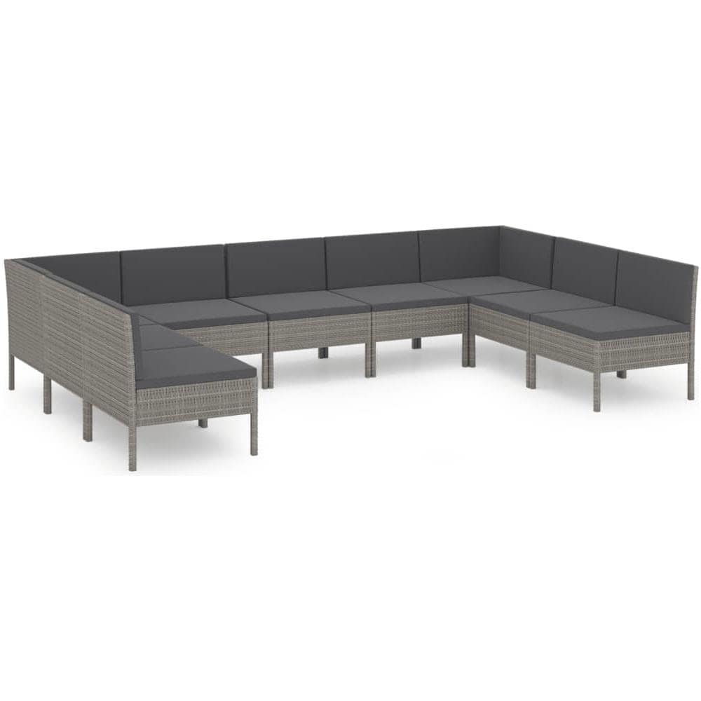 Set Divani Da Giardino 9 Pz Con Cuscini In Polyrattan Grigio - Foto 2
