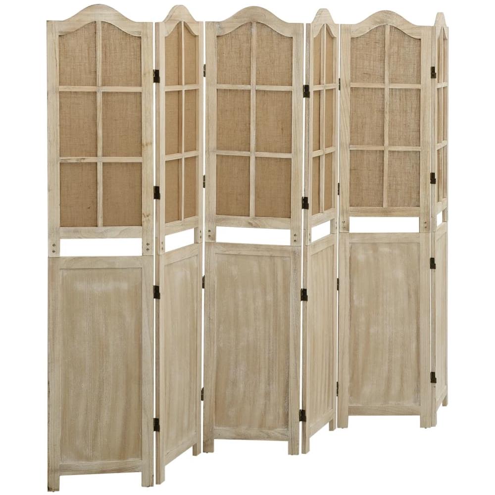 Divisorio A 6 Pannelli Marrone 214x165 Cm In Tessuto - Foto 1