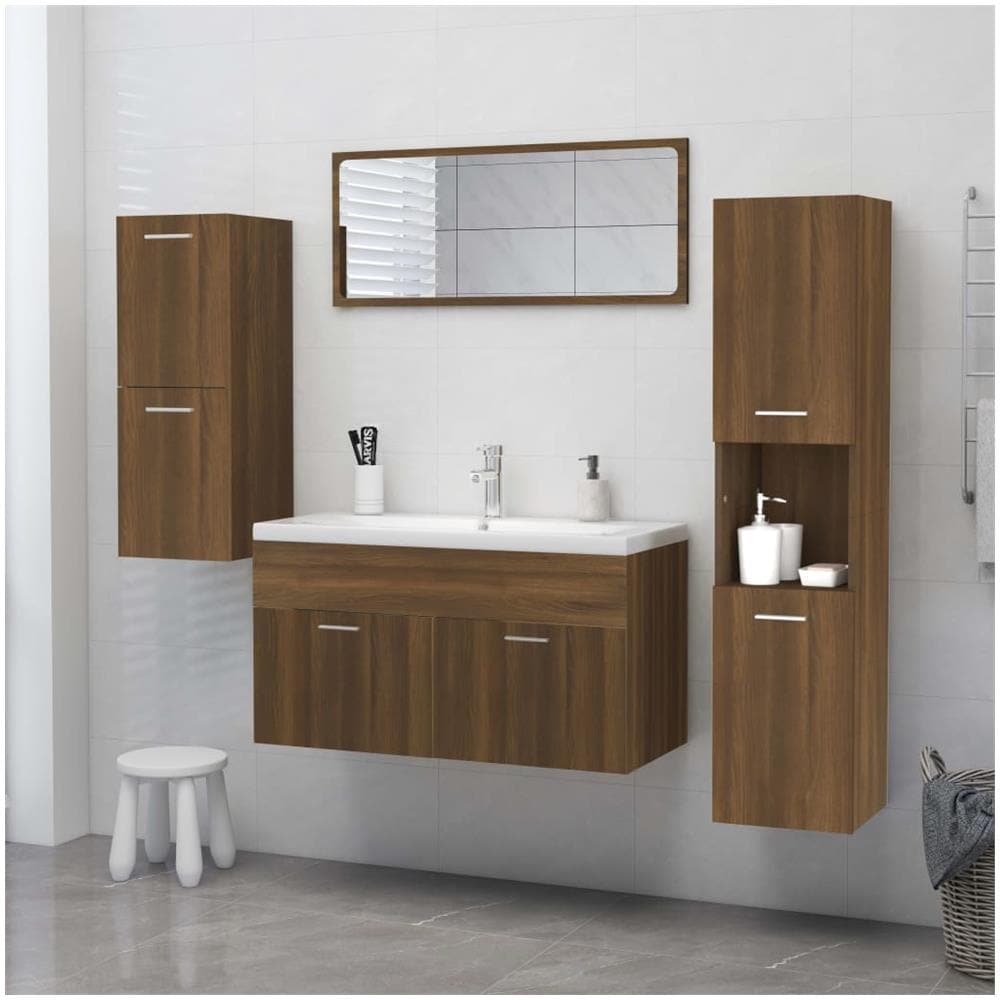 Armadietto Bagno Rovere Marrone 30x30x130 Cm Legno Multistrato - Foto 3