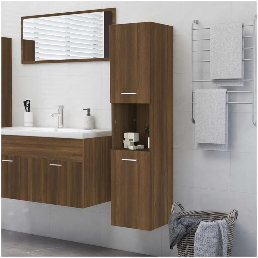 Armadietto Bagno Rovere Marrone 30x30x130 Cm Legno Multistrato - Foto 1