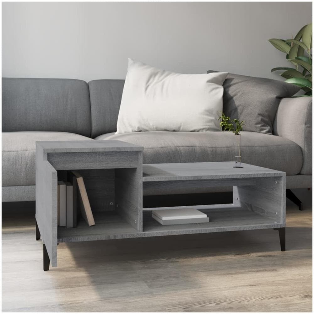 Tavolino Da Salotto Grigio Sonoma 100x50x45cm Legno Multistrato - Foto 3