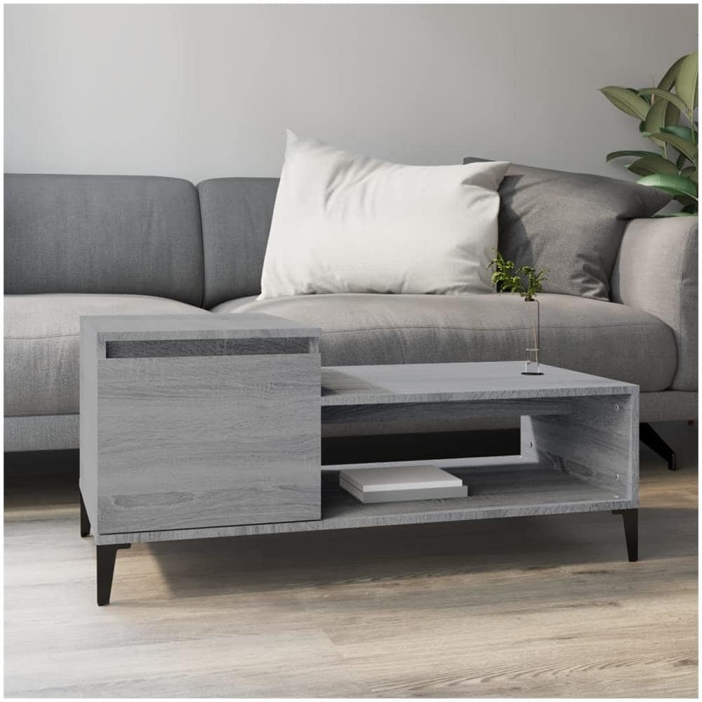 Tavolino Da Salotto Grigio Sonoma 100x50x45cm Legno Multistrato - Foto 1