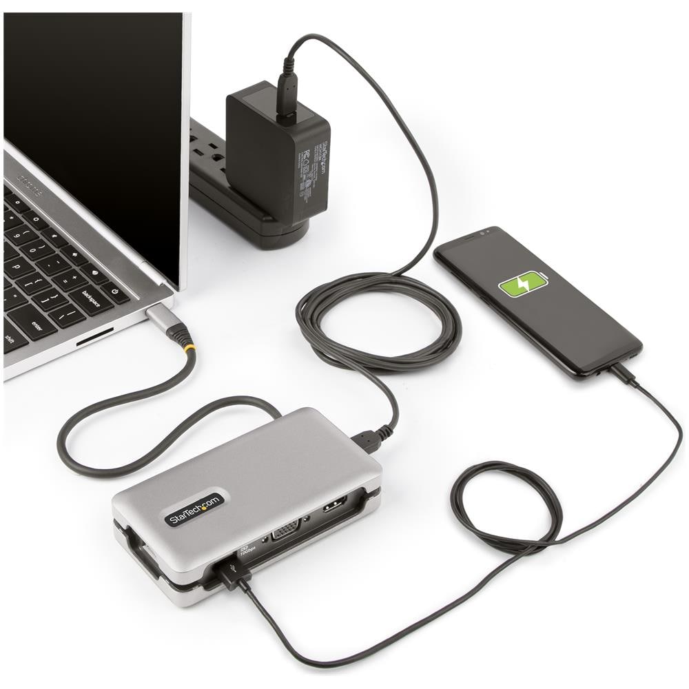 Adattatore Multiporta USB-C - Docking Station USB Type C con HDMI /VGA 4K60Hz - Hub USB a 3 porte (1x ricarica) - PD 100W - GbE - Convertitore \Mini Dock USB-C HDMI /VGA - Cavo Integrato avvolgente 30cm - Foto 13
