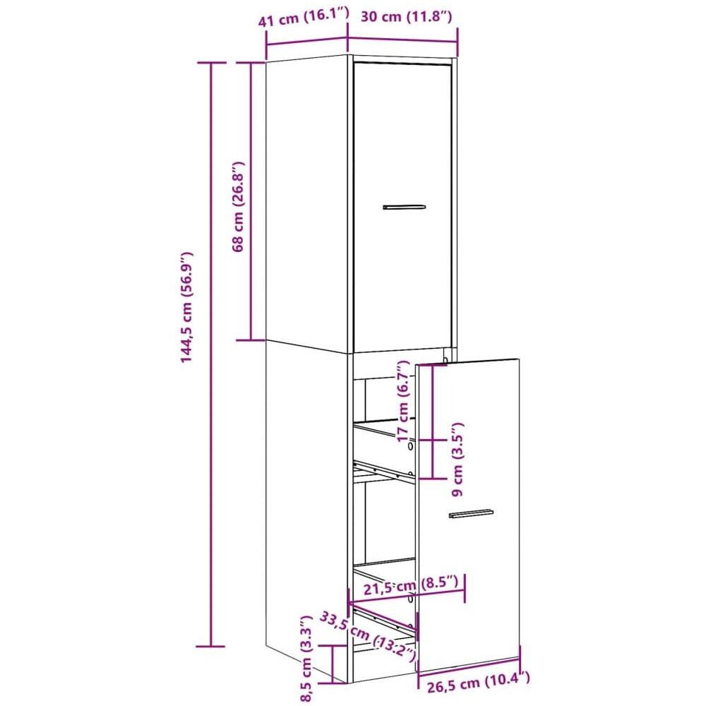 Armadietto da Farmacia Nero 30x41x144,5 cm in Truciolato - Foto 10