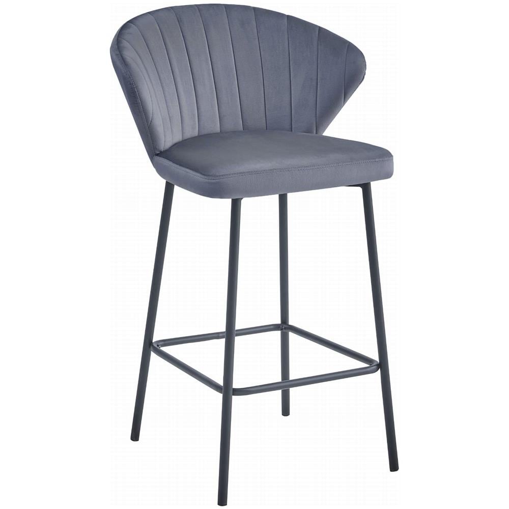 Sgabello GATTA in velluto grigio scuro con gambe nere per cucina - Foto 1