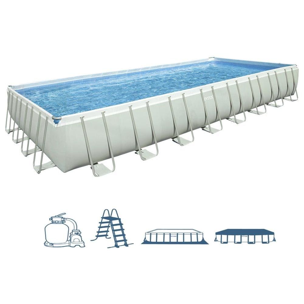 Piscina Ultra Frame Rettangolare con Pompa a Sabbia Telo Base Telo di Copertura e Scala  - Foto 2