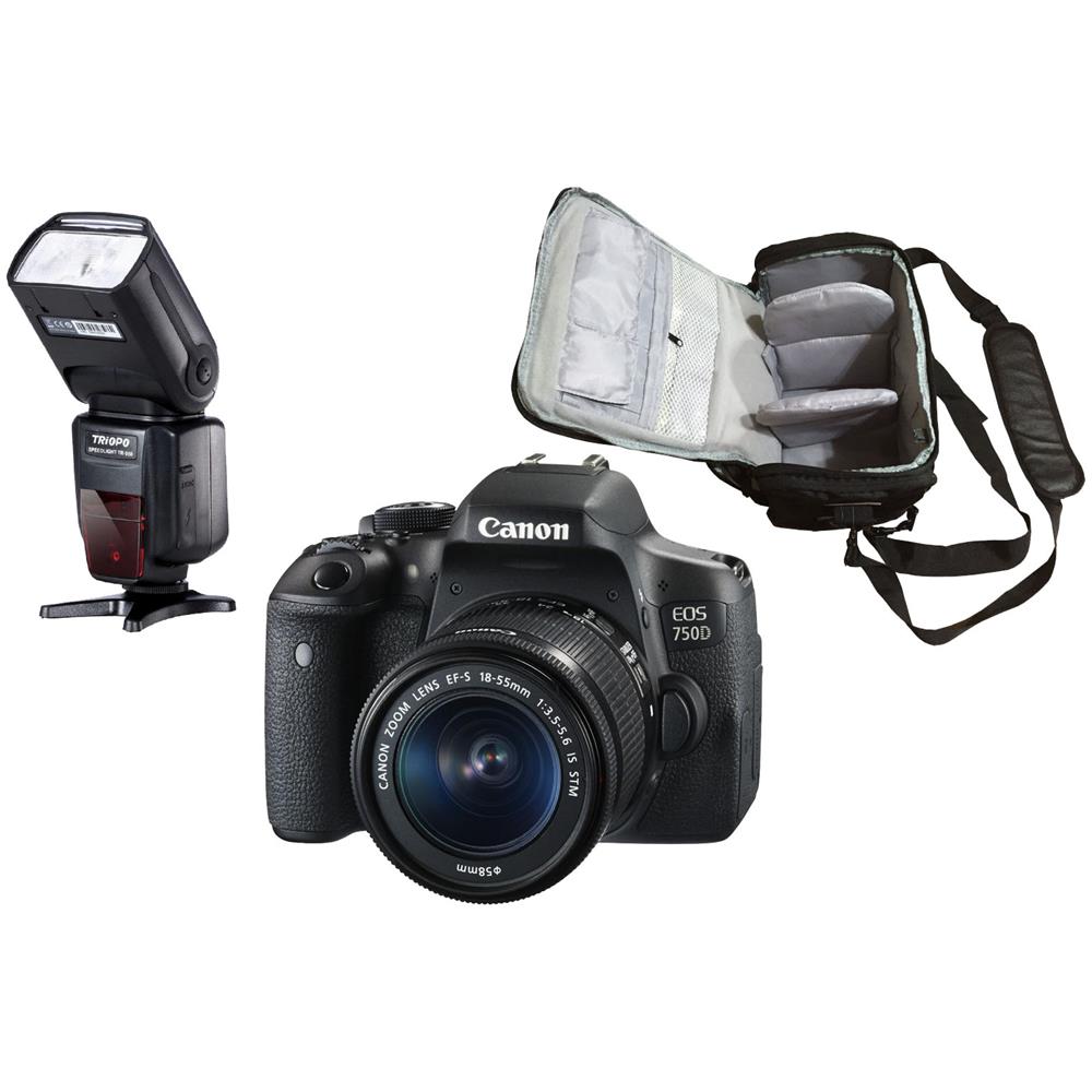 Eos 750d + Ef-s 18-55mm F / 3.5-5.6 Is Stm + Borsa Fotografica Professionale + Flash - Foto 1