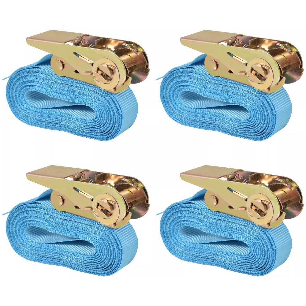 Cinghie d'Ancoraggio 4 pz a Cricchetto 0,8 T 6mx25mm Blu - Foto 1