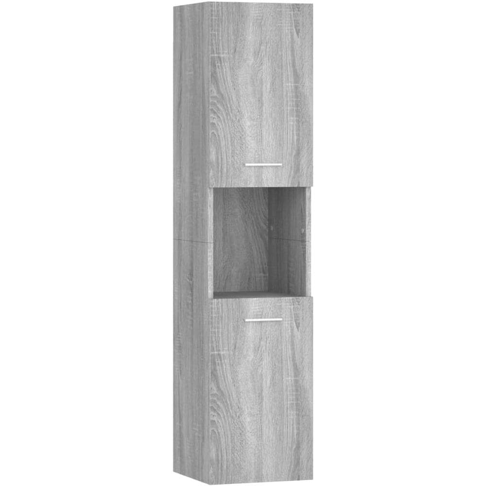 Armadietto Bagno Grigio Sonoma 30x30x130cm In Legno Multistrato - Foto 2