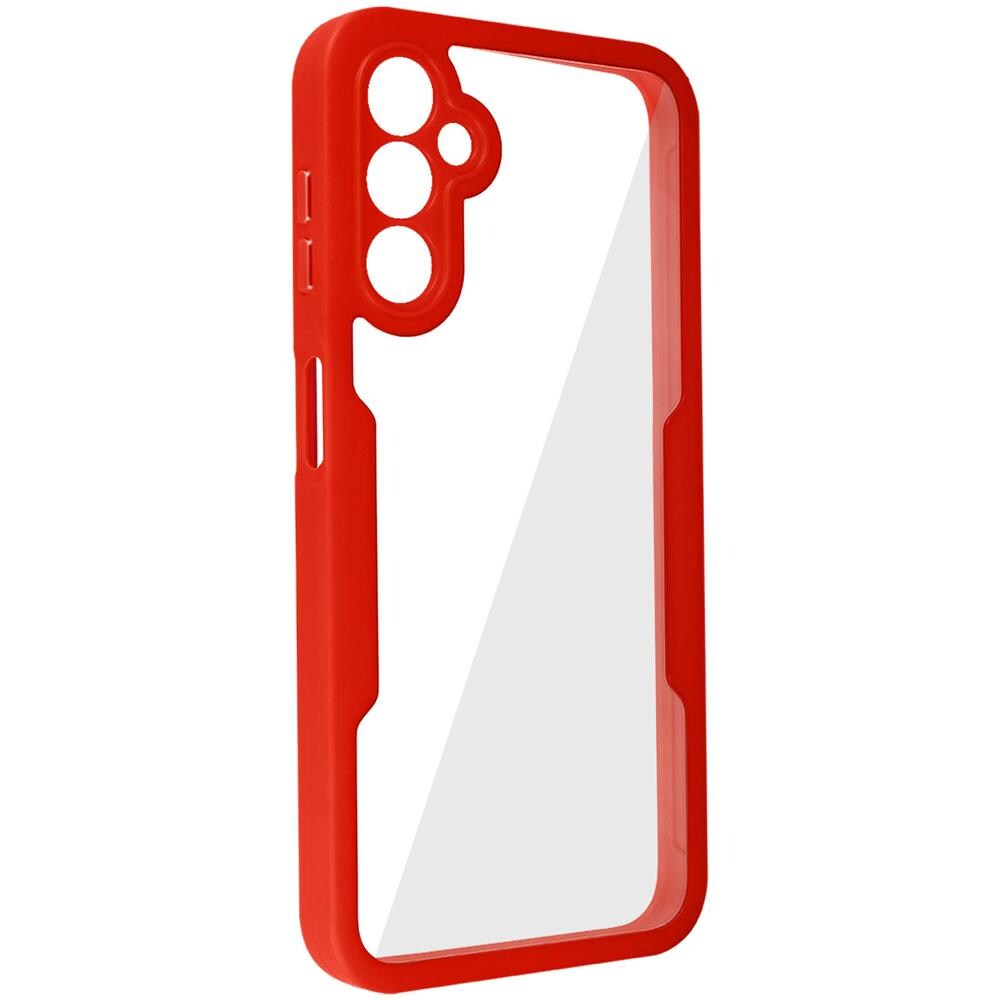 Cover 360° Per Galaxy A14 Retro Rigido Protezione Schermo Flessibile Bordo Rosso - Foto 1