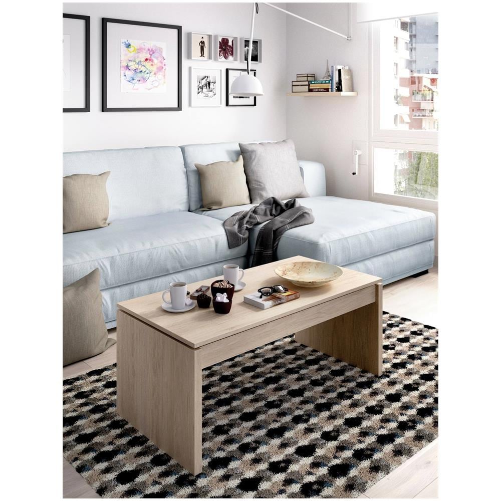 Tavolino Da Salotto Cuar, Porta Riviste Da Soggiorno Con Vano Portaoggetti, Tavolo Basso Da Caffè Elevabile, 102x50h43 Cm, Rovere - Foto 1