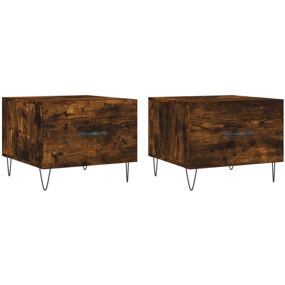 Tavolini Salotto 2 Pz Rovere Fumo 50x50x40cm Legno Multistrato - Foto 2