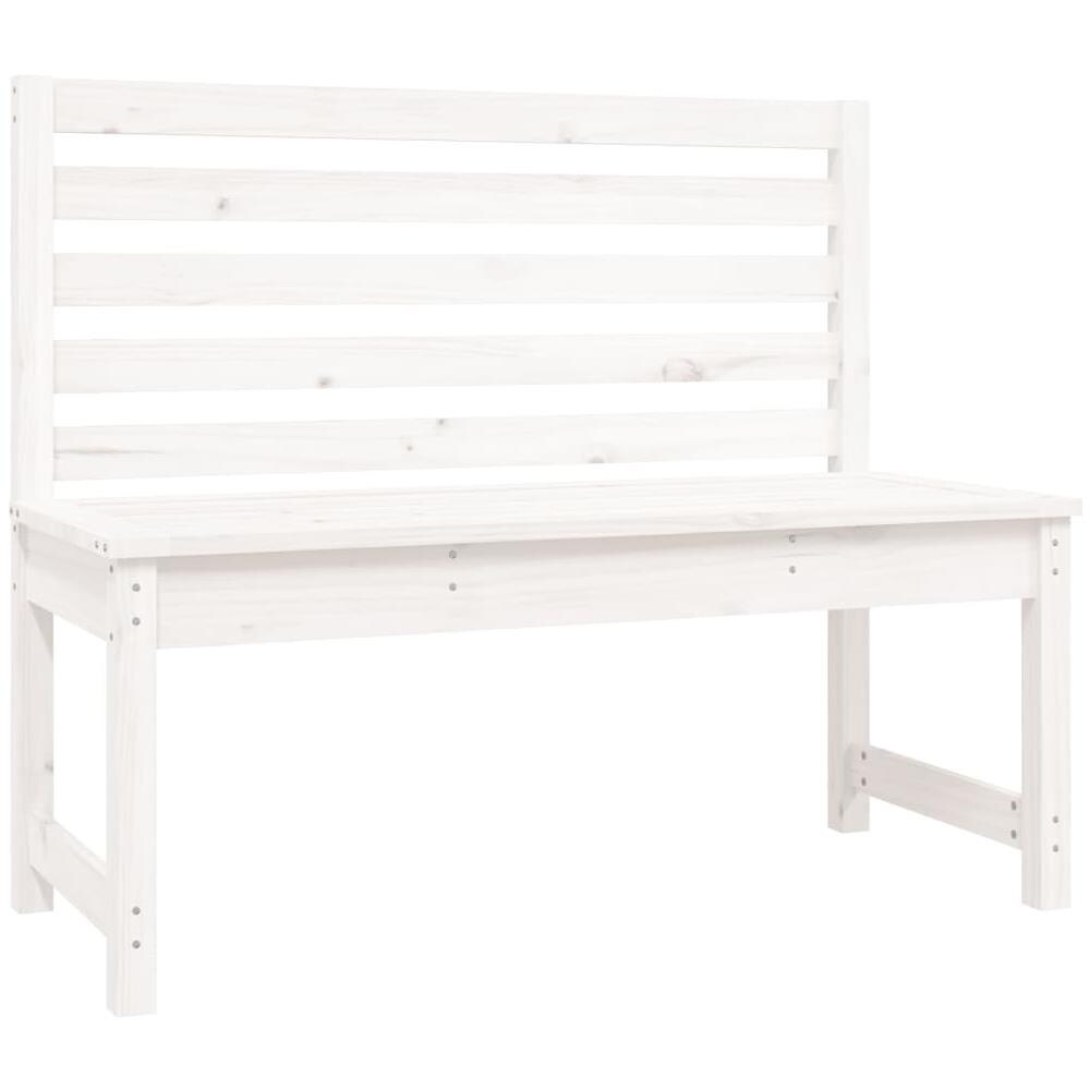 Panca da Giardino Bianca 109 cm in Legno Massello di Pino - Foto 2