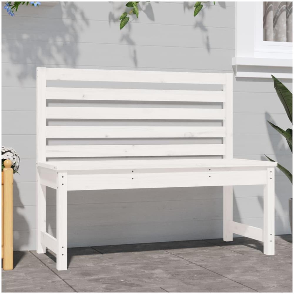 Panca da Giardino Bianca 109 cm in Legno Massello di Pino - Foto 3