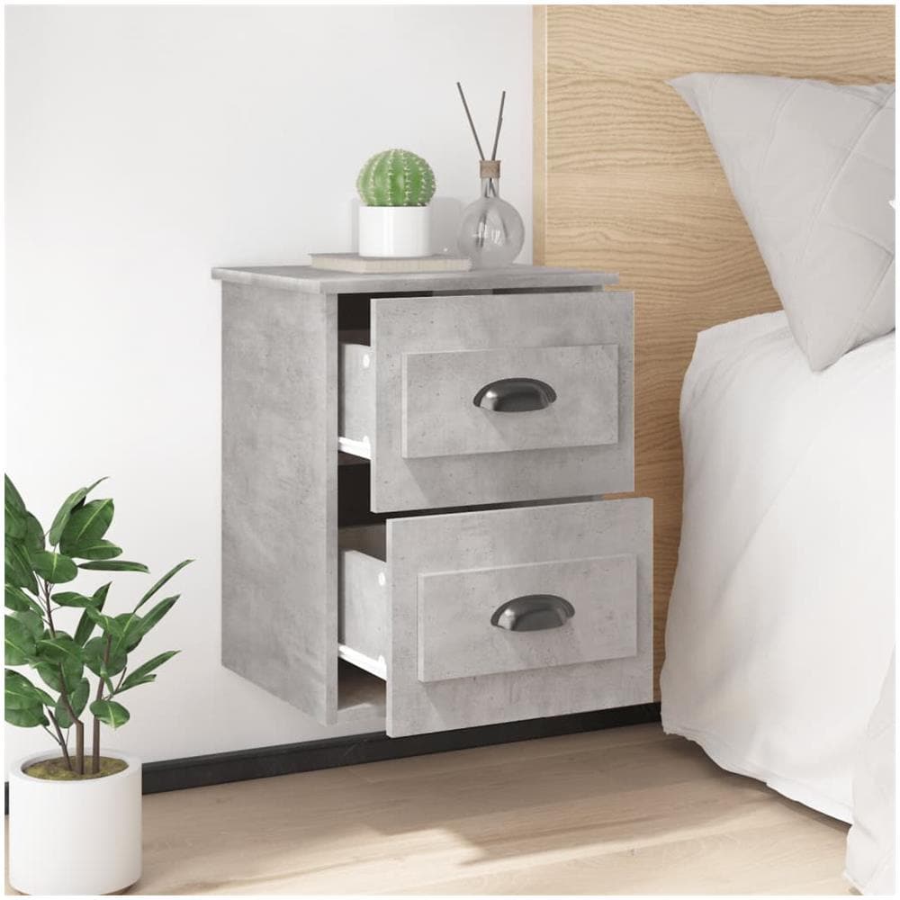 Comodino A Parete Grigio Cemento 41,5x36x53 Cm - Foto 3