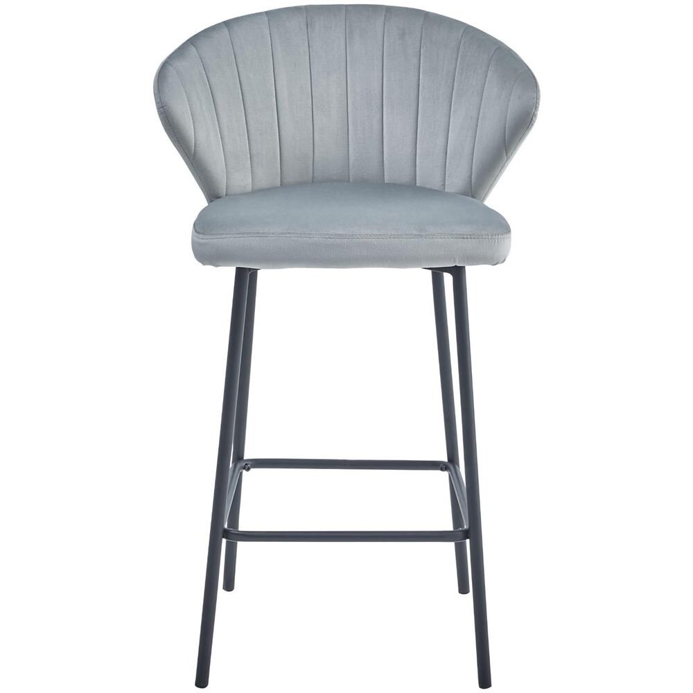 Sgabello GATTA in velluto grigio argento con gambe nere per cucina - Foto 2