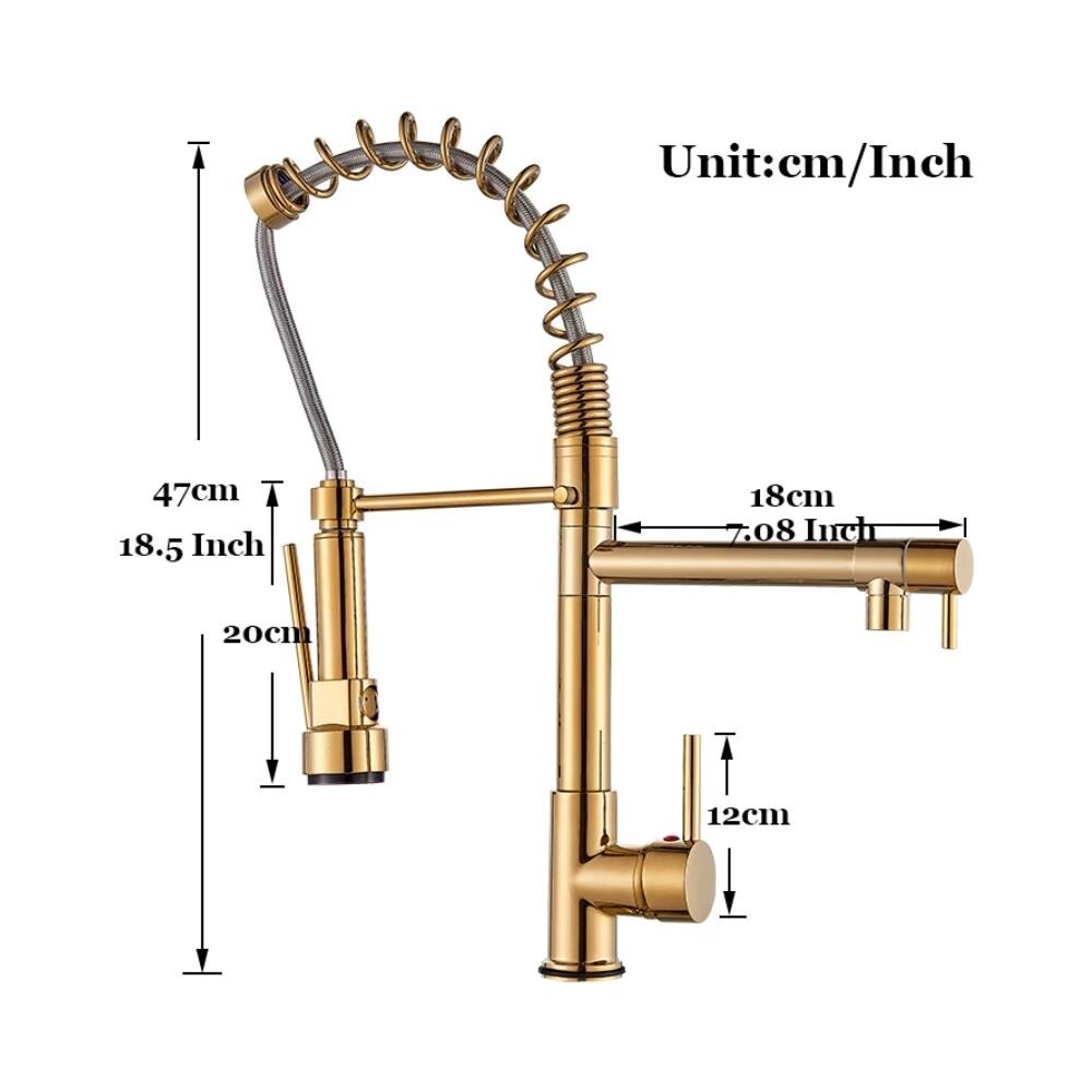 Miscelatore per lavello da cucina, Blackswan, tipo M118 con 2 modalità, oro lucido, 47 cm - Foto 4
