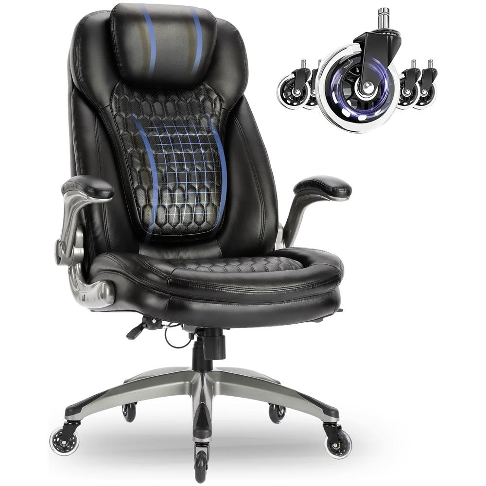 Sedia Da Ufficio, Sedia Direzionale Ergonomica Girevole Con Capacità Di Carico Fino A 150 Kg, Colore Nero - Foto 1