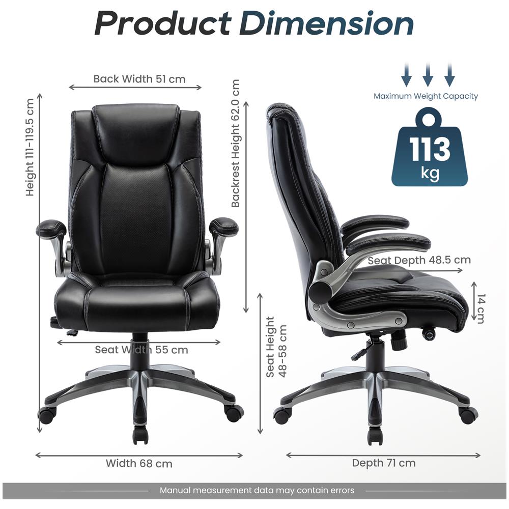 Sedia Da Ufficio, Sedia Direzionale Ergonomica Girevole Con Capacità Di Carico Fino A 150 Kg, Colore Nero - Foto 2