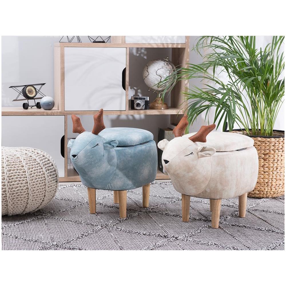 Pouf In Tessuto Beige Reindeer - Foto 1