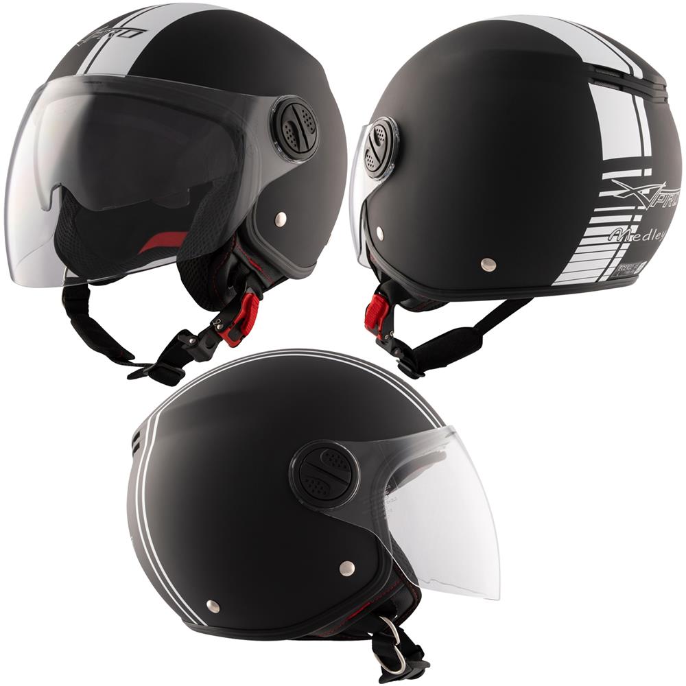 Casco Moto Jet Open Face Doppia Visiera Grafica Bianca Omologato Nero Opaco Xxl - Foto 1