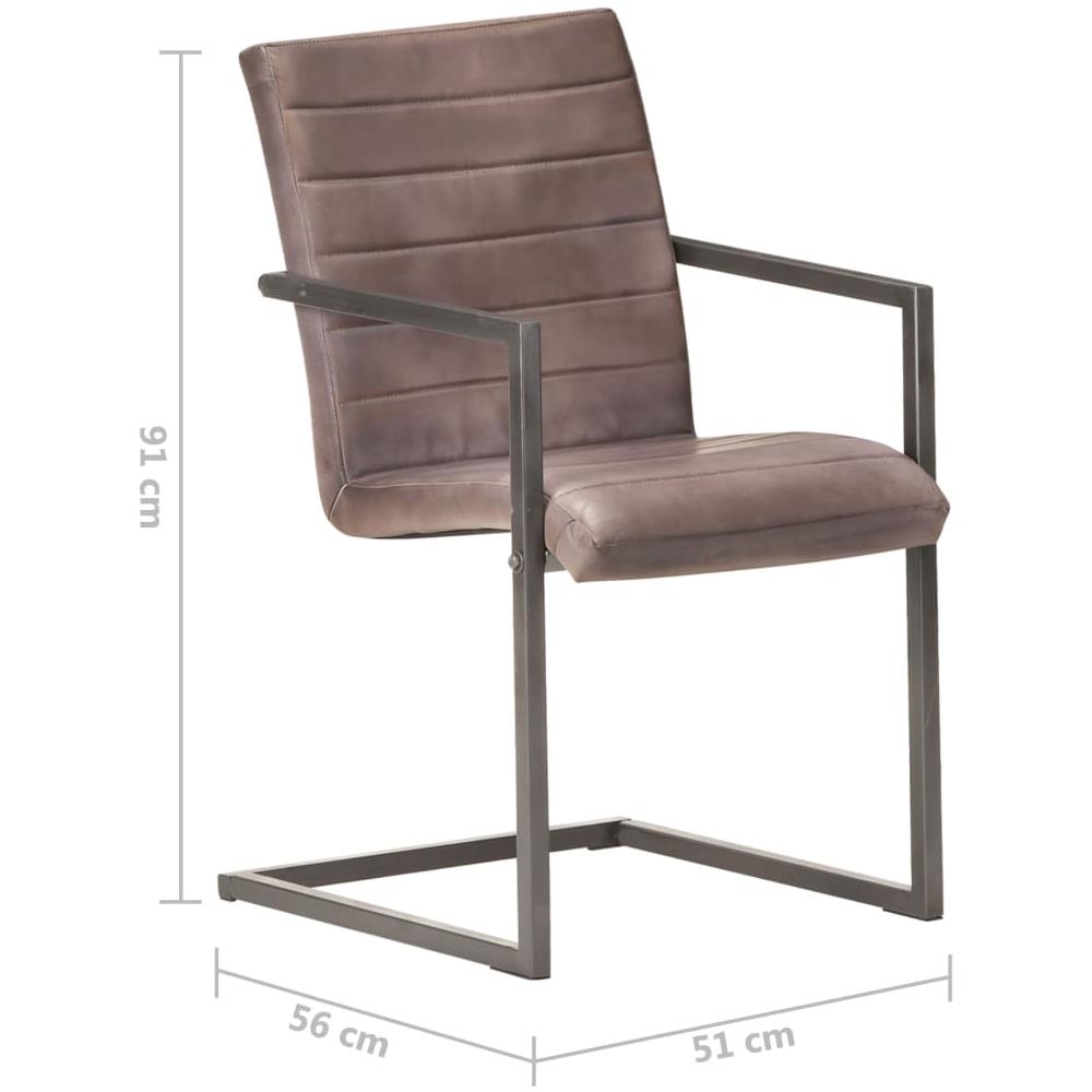 Sedie Da Pranzo A Sbalzo 4 Pz Marroni In Vera Pelle - Foto 7