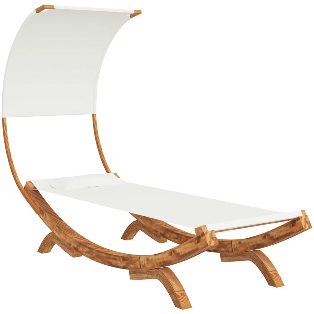 Lettino con Tettuccio 100x200x126 cm in Legno Curvato Crema - Foto 2