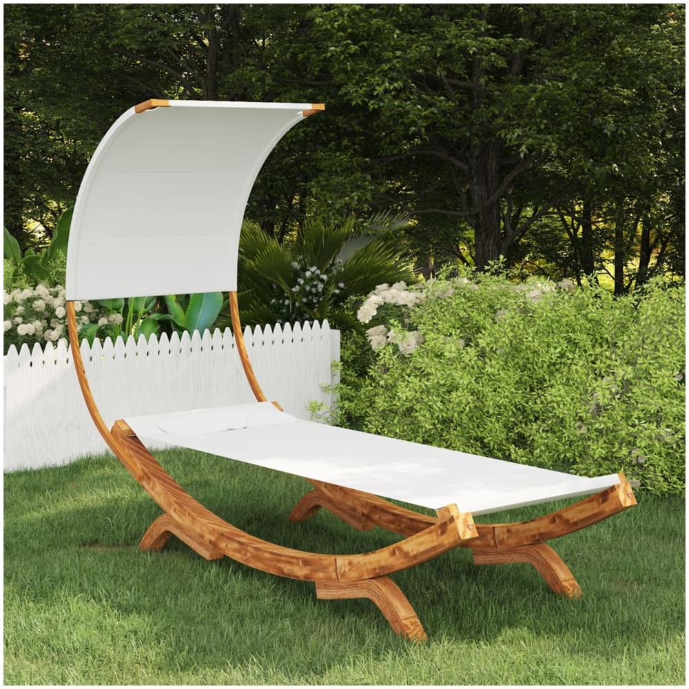 Lettino con Tettuccio 100x200x126 cm in Legno Curvato Crema - Foto 1