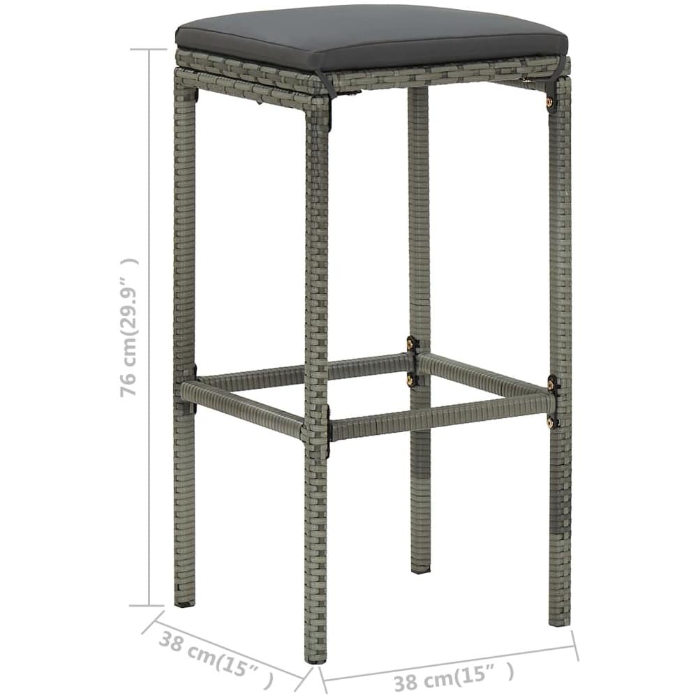 Sgabelli Da Bar Con Cuscini 2 Pz Grigi In Polyrattan - Foto 8