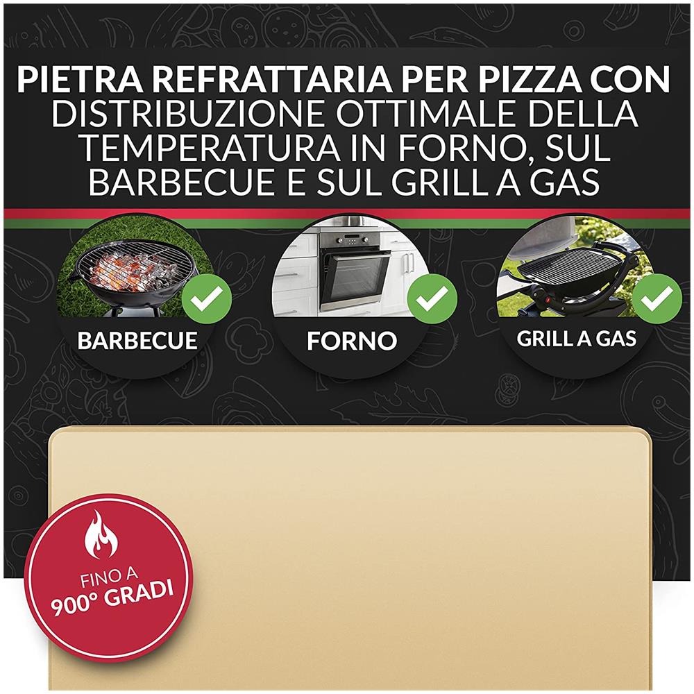 Pietra Refrattaria Per Forno E Griglia A Gas - Pietra Refratteria In Cordierite Fino A 900 °c - Base Croccante E Condimento Succulento - Foto 2