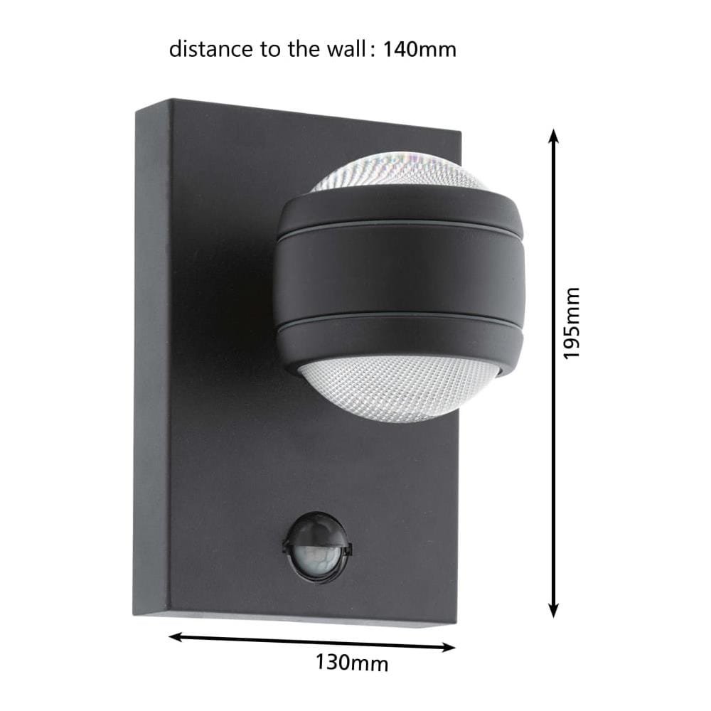 Lampada a LED da Parete Esterna con Sensore Sesimba 1 2x3,7W Nera - Foto 6