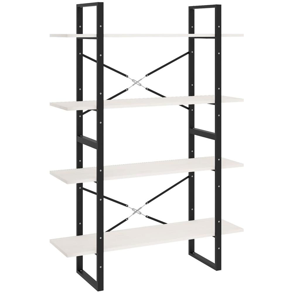 Libreria A 4 Ripiani Bianca 100x30x140 Cm In Massello Di Pino - Foto 2