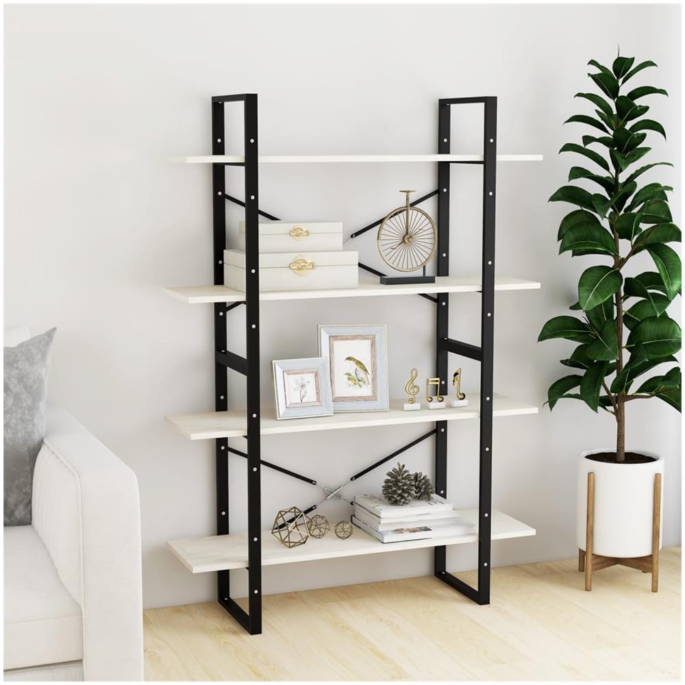 Libreria A 4 Ripiani Bianca 100x30x140 Cm In Massello Di Pino - Foto 3