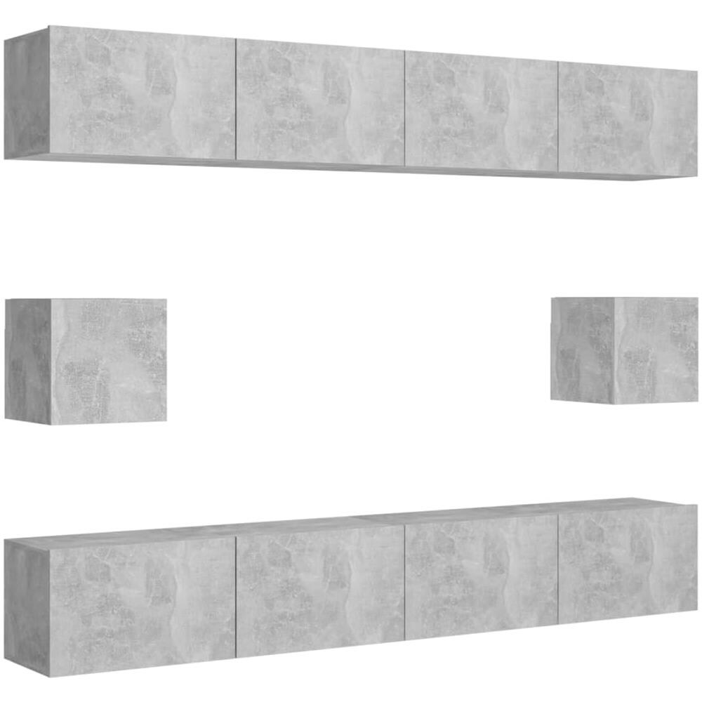 Set Mobili Tv 6 Pz Grigio Cemento In Truciolato - Foto 2