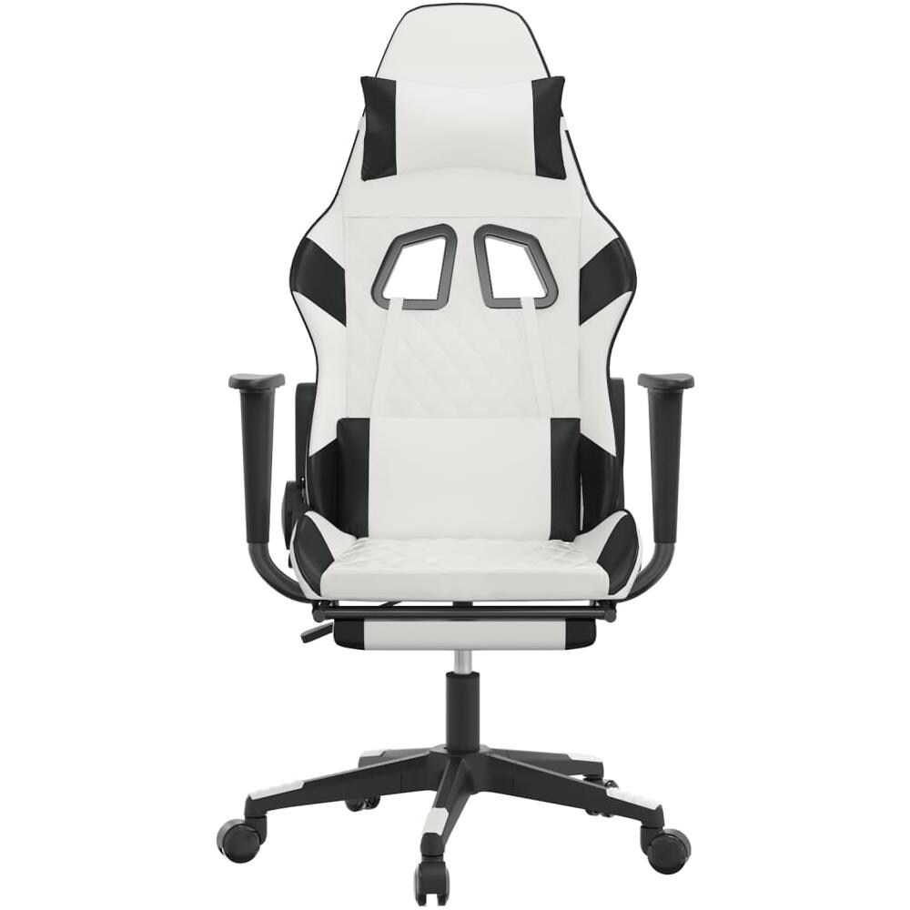 Sedia Da Gaming Con Poggiapiedi Bianco E Nero In Similpelle - Foto 2