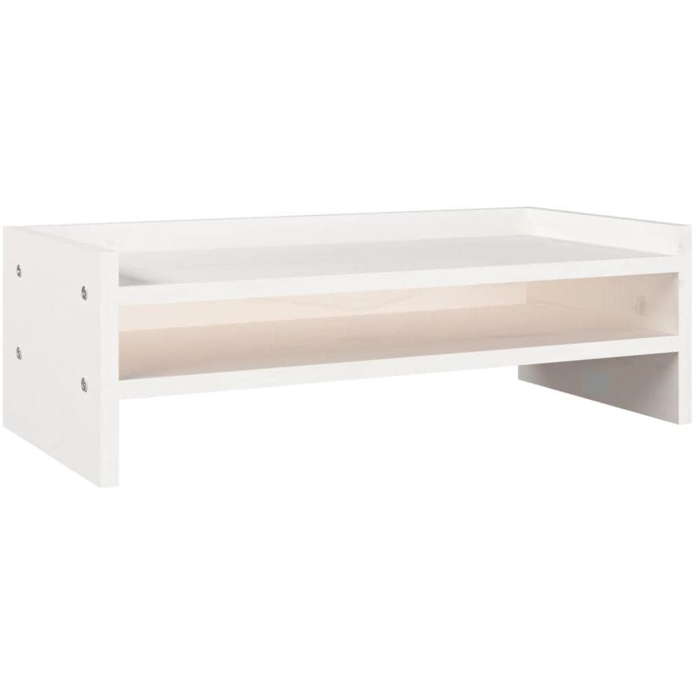 Supporto Per Monitor Bianco 50x24x16 Cm Legno Massello Di Pino - Foto 2