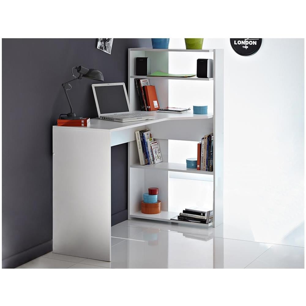 Giugno Scrivania Moderna Ad Angolo Con Decoro Bianco - L 122 Cm - Foto 2