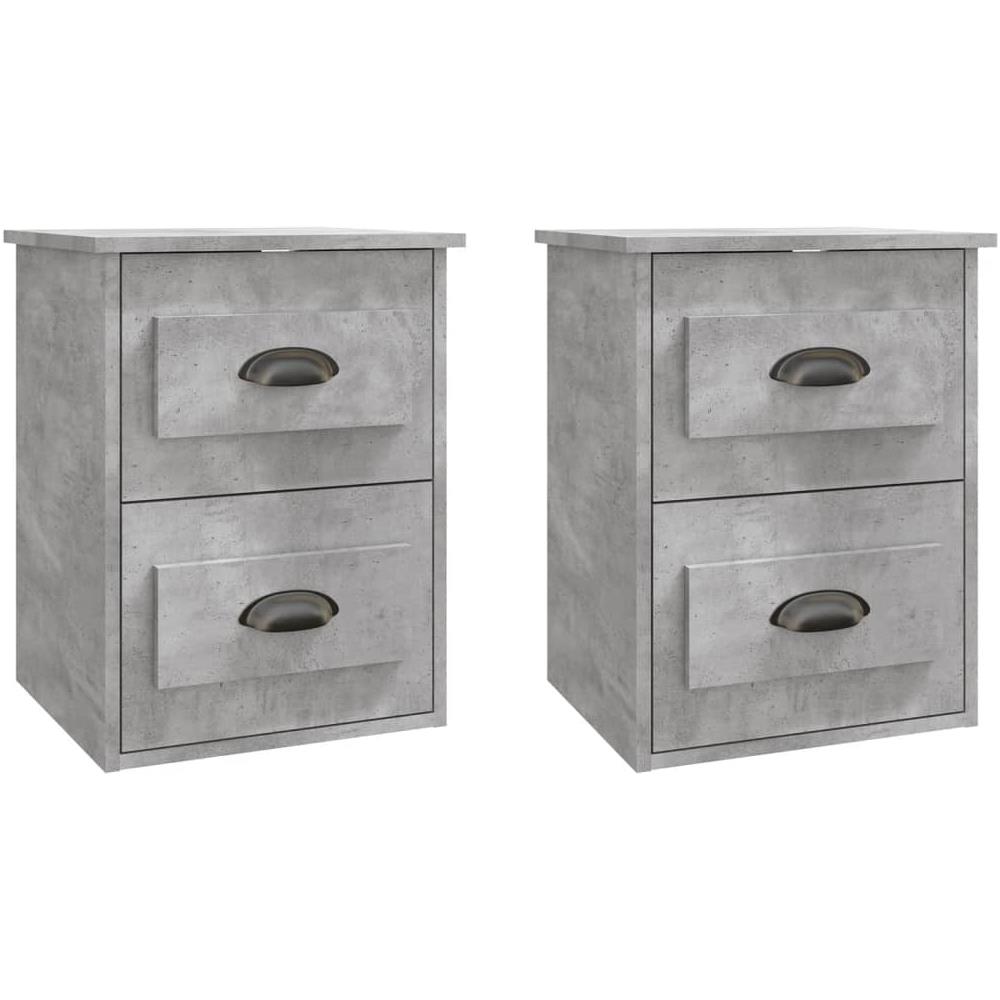 Comodini A Parete 2 Pz Grigio Cemento 41,5x36x53 Cm - Foto 2