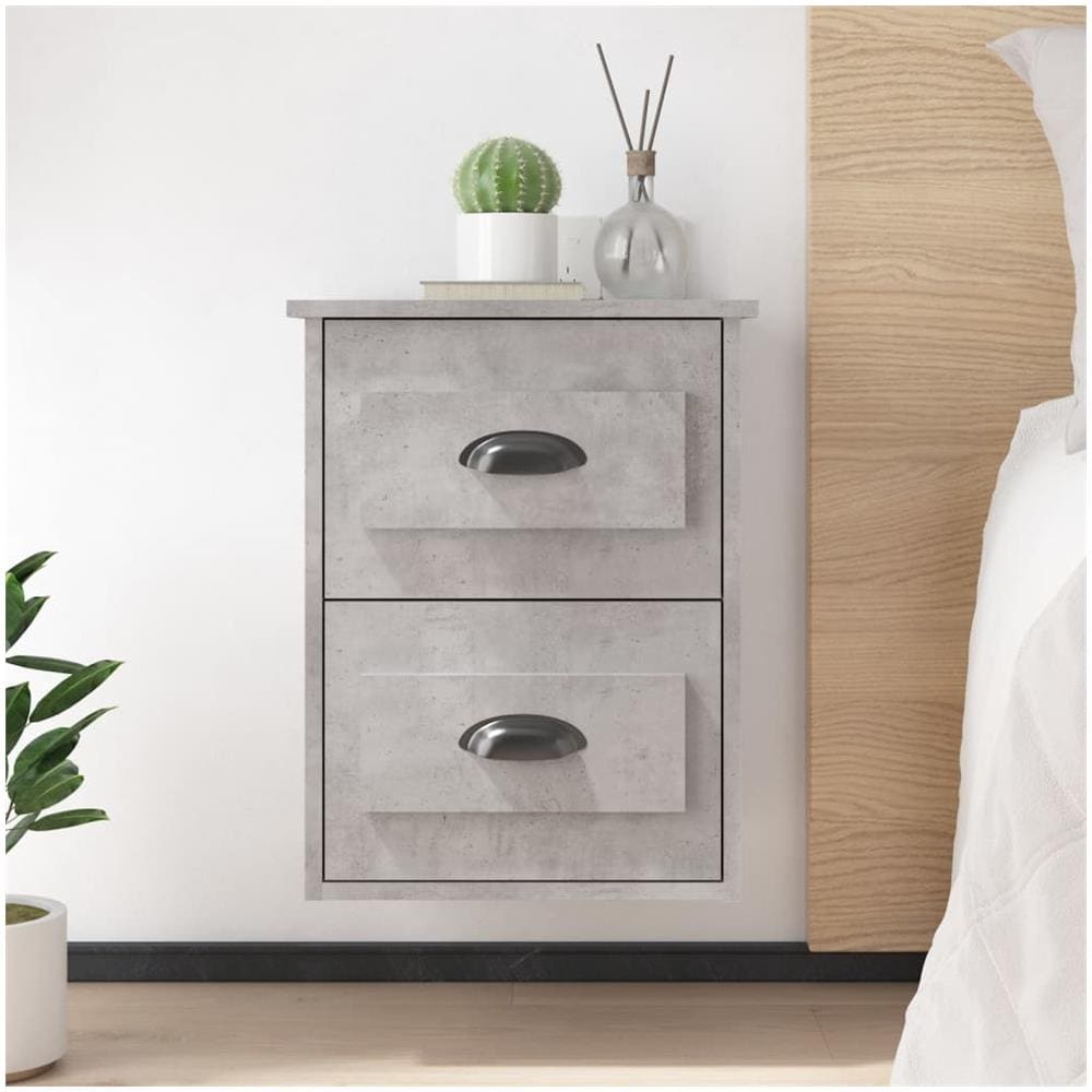 Comodini A Parete 2 Pz Grigio Cemento 41,5x36x53 Cm - Foto 1