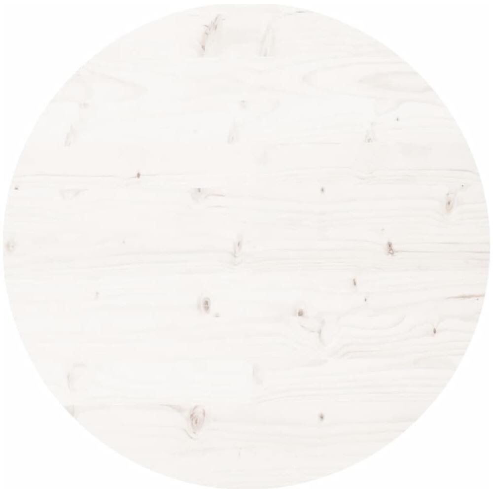 Piano Tavolo Rotondo Bianco 90x3 Cm In Legno Massello Di Pino - Foto 2