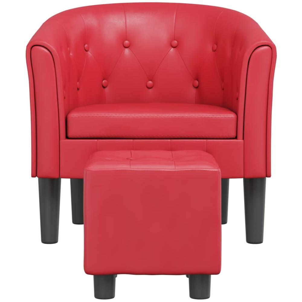 Poltrona A Pozzetto Con Poggiapiedi Rossa In Similpelle - Foto 3
