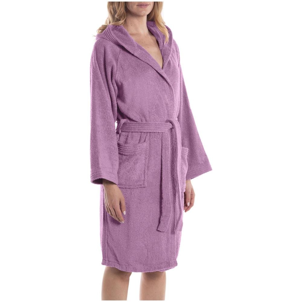 Accappatoio Con Cappuccio Spugnissima Minorca In Cotone Colore Viola Misura L - Foto 2