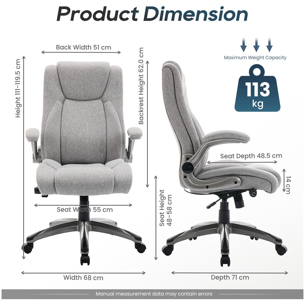 Sedia Da Ufficio, Sedia Direzionale Ergonomica Girevole Con Capacità Di Carico Fino A 150 Kg, Colore Grigio - Foto 2
