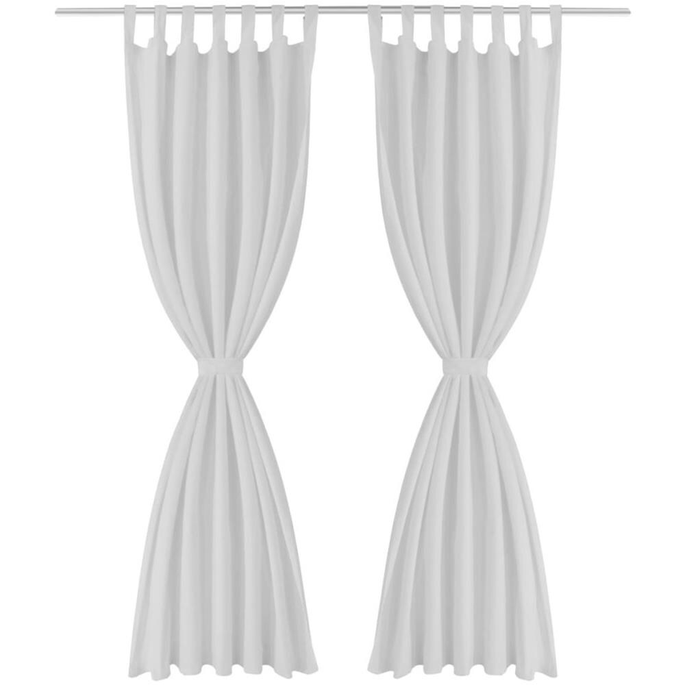 Tende Micro-raso Bianche 2 Pezzi Con Occhielli 140 X 175 Cm - Foto 2