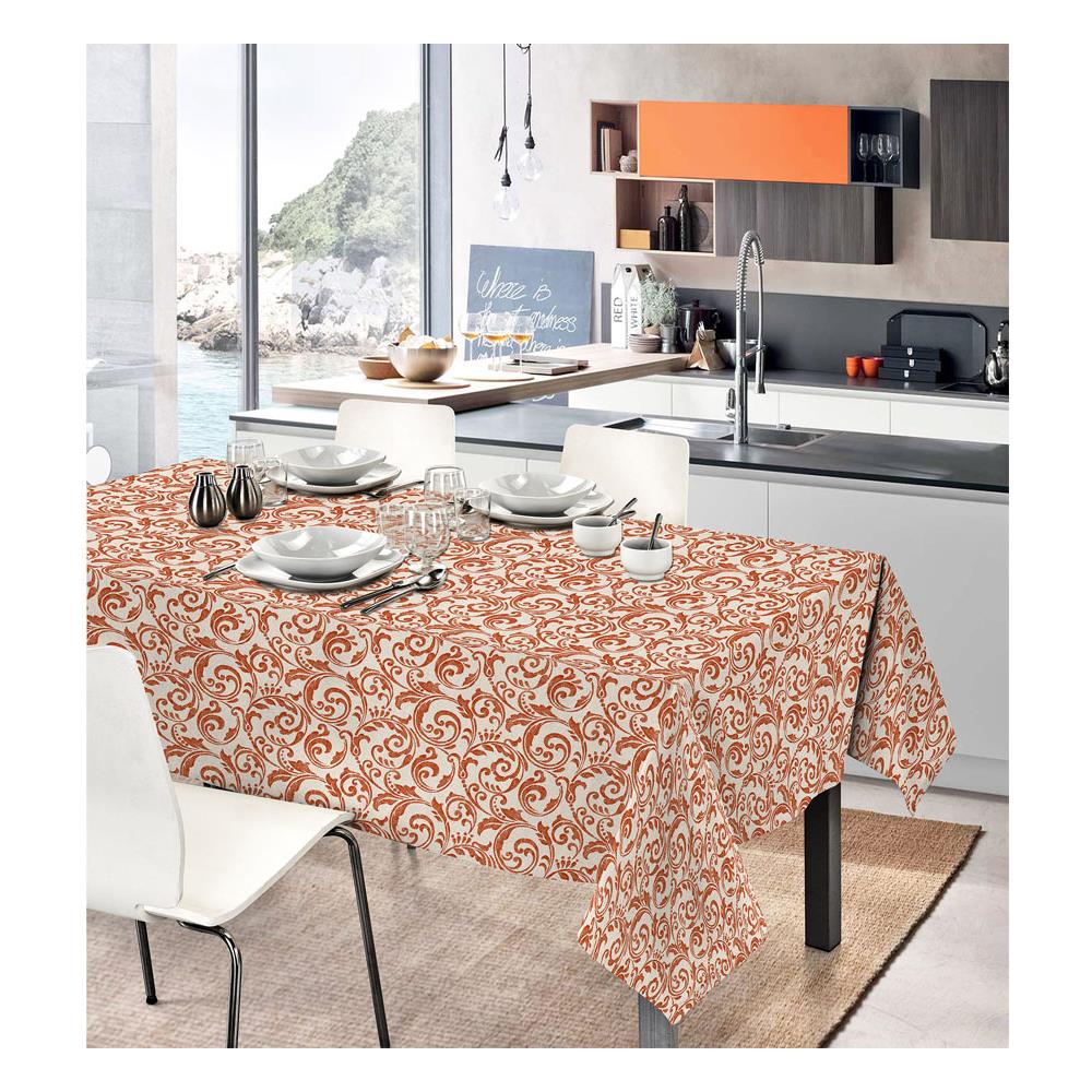 Tovaglia In Cotone Disegno Ramage 7937 140x240 Beige - Foto 1