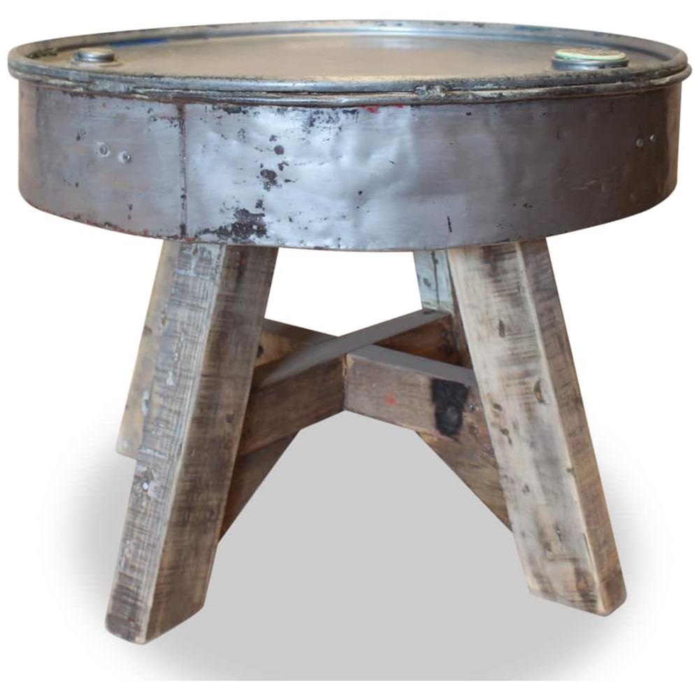 Tavolino da Salotto in Legno di Recupero Misto 60x45cm Argento - Foto 2