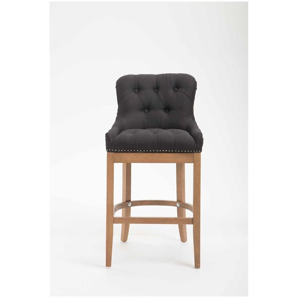 Sgabello Legno Lakewood Antico-Chiaro - Sgabello Alto Vintage in Tessuto - Sedia Bar Chesterfield con Poggiapiedi Alt. 74 cm Nero - Foto 2