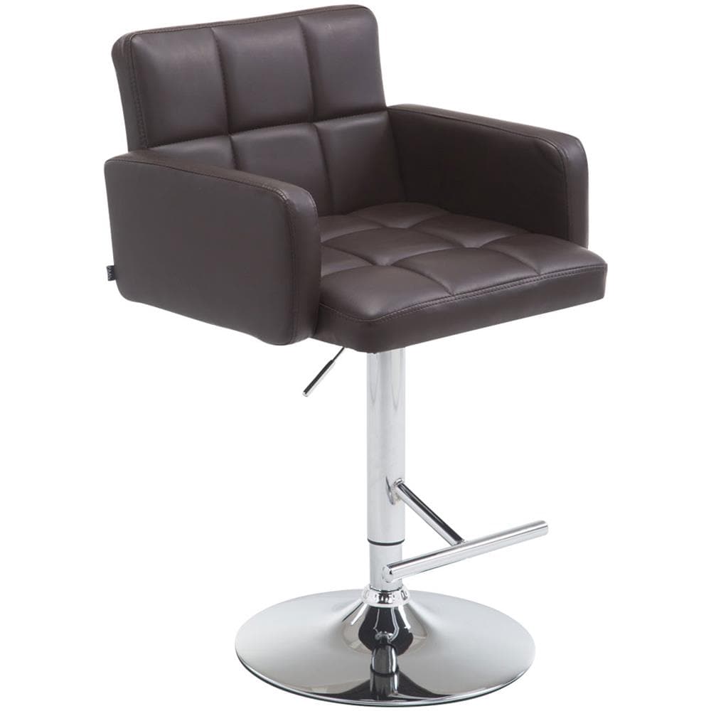 Sgabello Bar Design Los Angeles I Sedia Sgabello Imbottita In Similpelle I Sgabello Girevole Con Braccioli E Schienale I Sedia Poltroncina Marrone - Foto 1