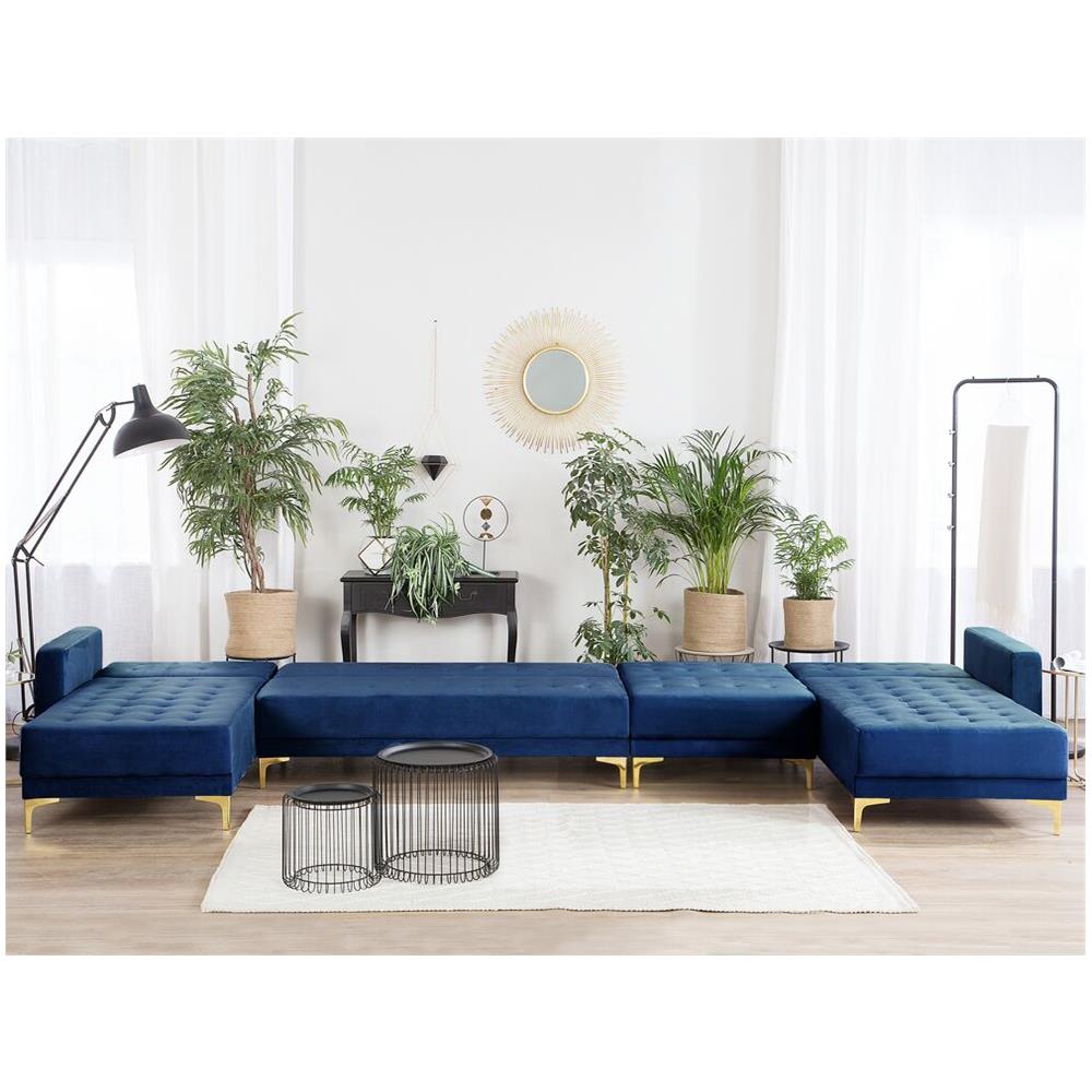 Divani Xxl Aberdeen Blu Marino Velluto Reversibile - Foto 2