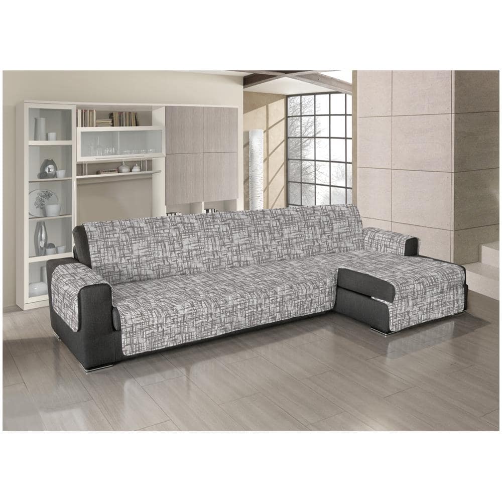 Copridivano Trapuntato Antimacchia Per Divani Con Penisola Dis. Reticolo Tortora 190-195 Cm Tortora - Foto 1